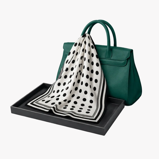 Luxury Silk Foulard Scarf Polka Large Dot Pattern – Elegant Designer Silk Scarf