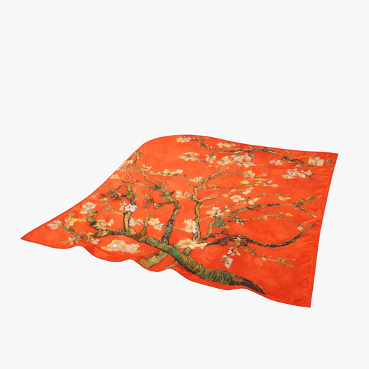 Premium Silk Bandana Almond Blossom Red – Timeless Designer Style