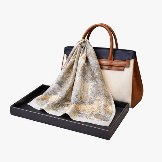 Cream silk foulard scarf