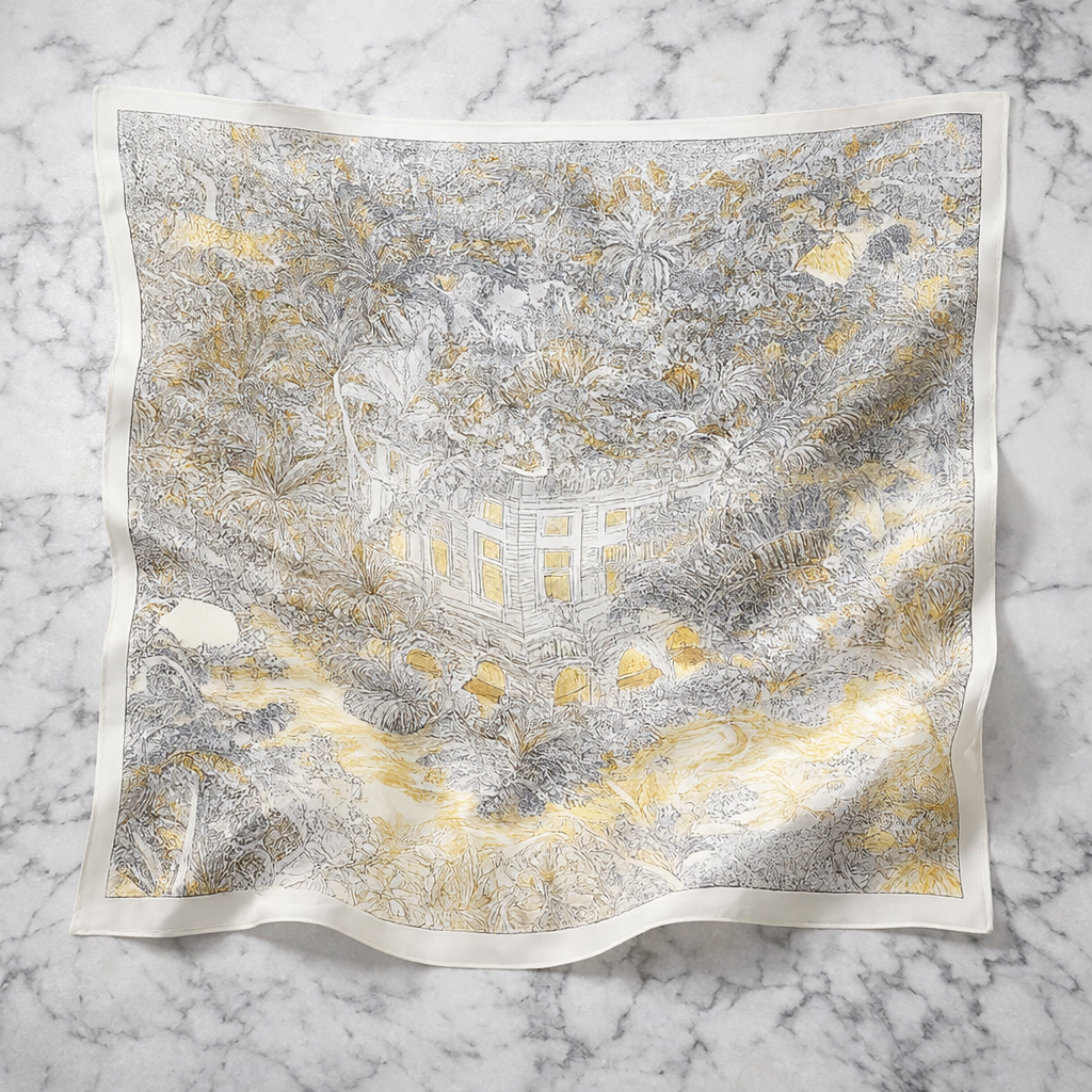 Cream silk foulard scarf