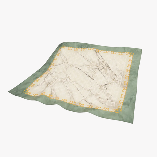 Finissimo Hand-Rolled Edges Silk Bandana - Green Tiger Stripes