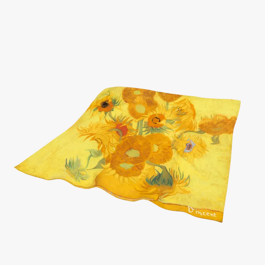 Finissimo Hand-Rolled Edges Silk Bandana - Yellow Sunflowers