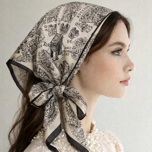 Luxury Silk Foulard Scarf in Grey – Elegant Designer Silk Scarf