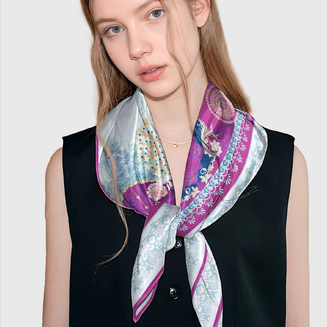 Court Baroque Jardin Céleste Luxury Silk Scarf (90×90 cm)