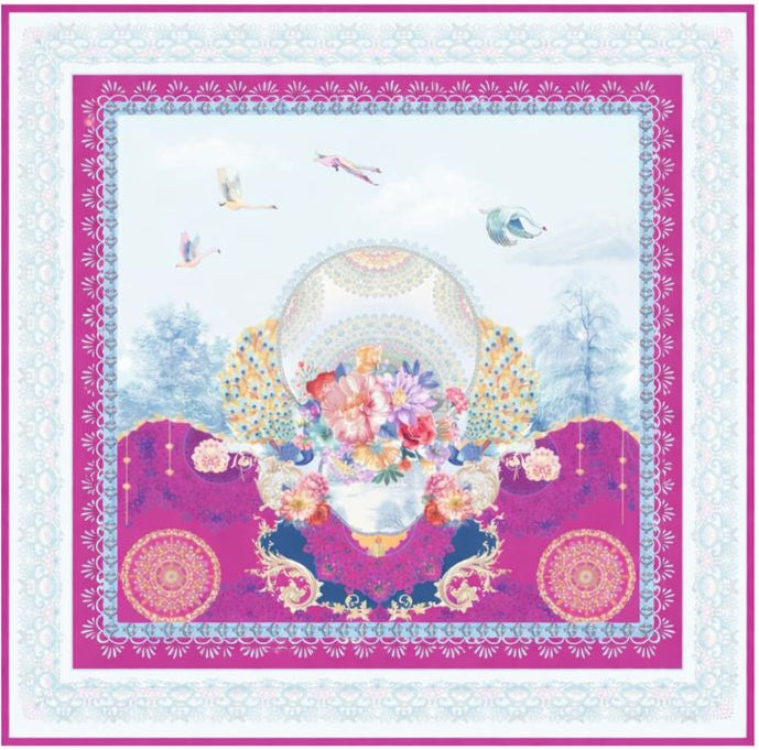 Court Baroque Jardin Céleste Luxury Silk Scarf (90×90 cm)