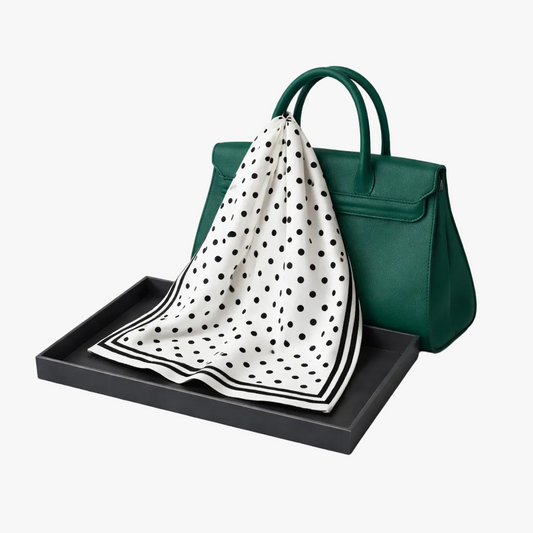 Luxury Silk Foulard Scarf Polka Dot Pattern – Elegant Designer Silk Scarf