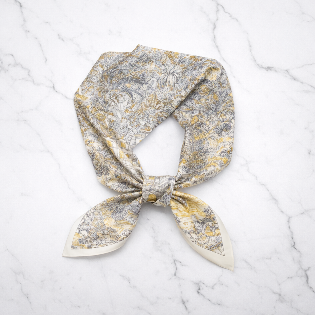 Cream silk foulard scarf