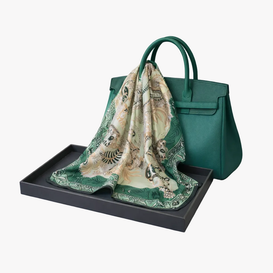 Green silk foulard scarf