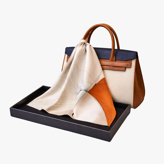 Lines in orange silk foulard scarf